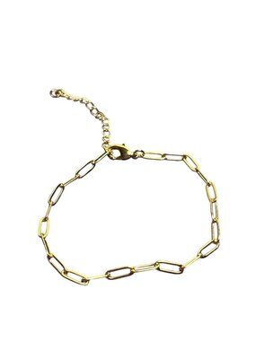 Goldtone Paperclip Chain Bracelet Lobster Clasp 6.75 - 8.75 inches Long